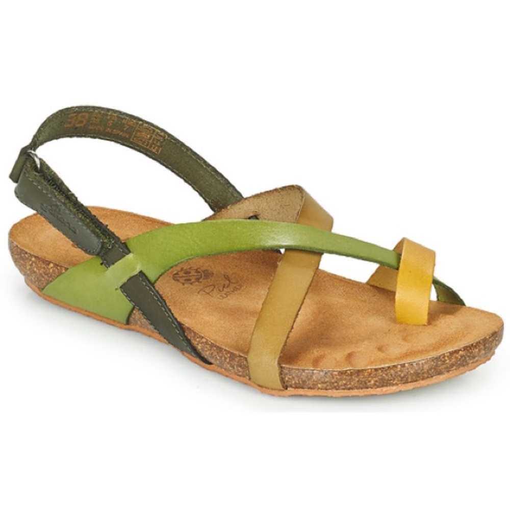 Yokono Women's Green Leather Sandals, size 7